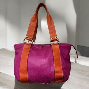 AVORIO Vintage Italian Leather Y2K Colorblock Shoulder Bag Purse Satchel